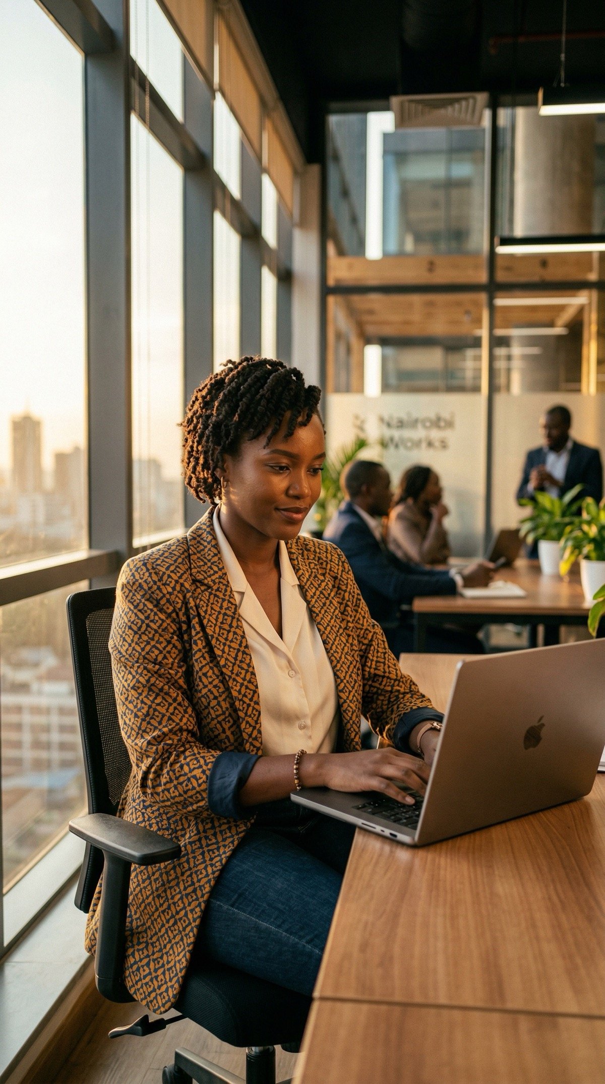 Young African woman working with technology